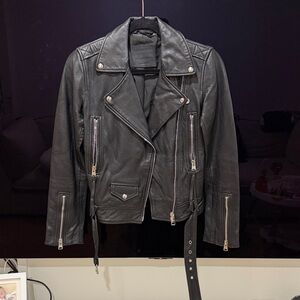 All Saints Black Leather Moto Jacket